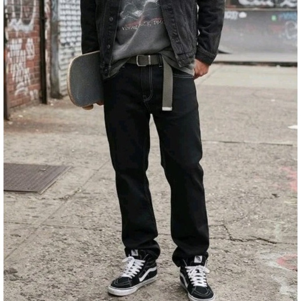 Third Rail Zoo York Black Denim Jeans Men Size 30x30 New With Tags Belted Skater